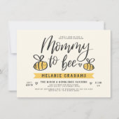 Mommy To Beeの手書き文字とハニカムベイビーシャワー 招待状 (正面)