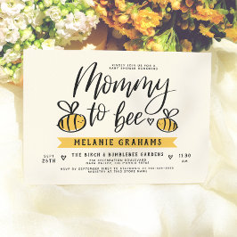 Mommy To Beeの手書き文字とハニカムベイビーシャワー 招待状