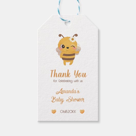 Mommy To Beeテーマ赤ちゃんシャワーありがとうギフトラベル ギフトタグ (正面)