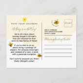 Mommy to Beeハニカムウォーターカラービー赤ちゃんシャワー ポストカード (裏面)