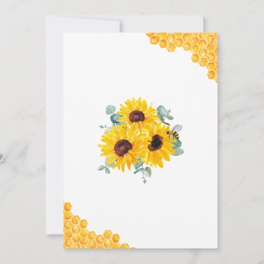 Mommy To Beeハニカムヒマワリ赤ちゃんシャワー 招待状 (裏面)