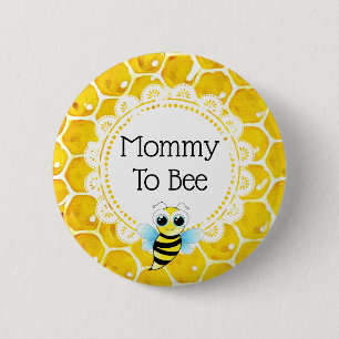 Mommy to Beeハニカムベビシャワーボタン 缶バッジ