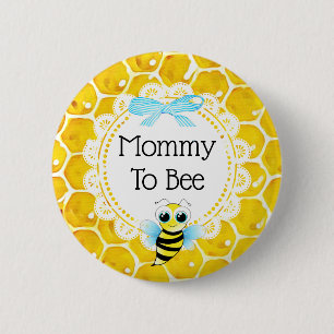 Mommy to Beeハニカムベビシャワーボタン 缶バッジ