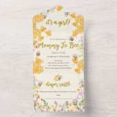 Mommy to Beeフローラハニービーガール赤ちゃんシャワー オールインワン招待状 (内側)