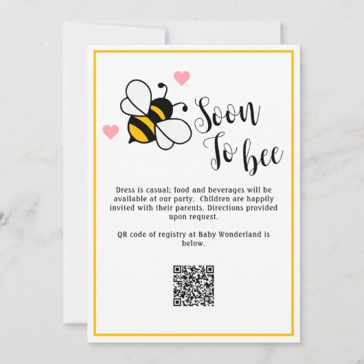 Mommy-to-Beeフローラベビーガールシャワー招待状 招待状 (裏面)