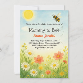 Mommy To Beeフローラ男女兼用ベビーシャワー 招待状