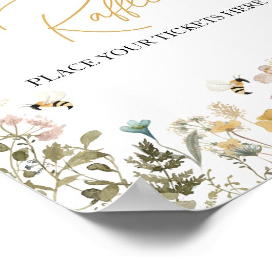 Mommy to Beeワイルドフラワーベビーシャワーおむつラッフル ポスター (角)