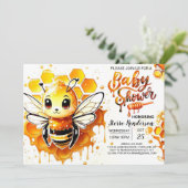 Mommy to Bee水彩赤ちゃんシャワー 招待状 (スタンド正面)