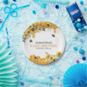 Mommy To Bee水色ひまわり蜂蜜 ペーパープレート (パーティー)