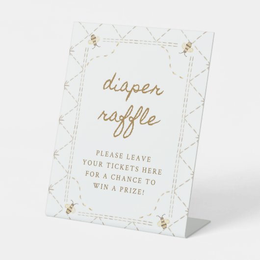 Mommy To Bee赤ちゃんシャワーおむつラッフルサイン 台座サイン (正面)