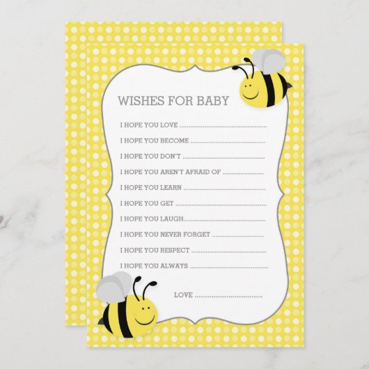 Mommy to Bee赤ちゃんシャワーの願いベビー アドバイスカード (正面/裏面)