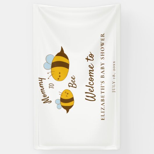 Mommy to Bee赤ちゃんシャワー歓迎サインかわいいモダン 横断幕 (縦)