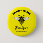 Mommy To Bee赤ちゃんシャワー黄色クール黒 缶バッジ (正面)
