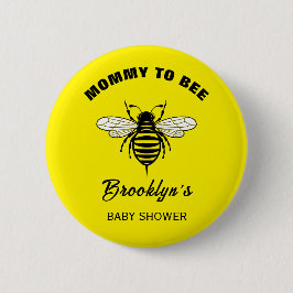 Mommy To Bee赤ちゃんシャワー黄色クール黒 缶バッジ