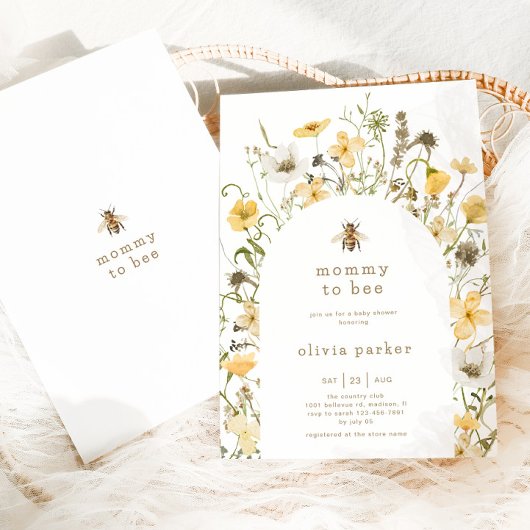 Mommy To Bee赤ちゃんシャワーBoho Wildflower 招待状