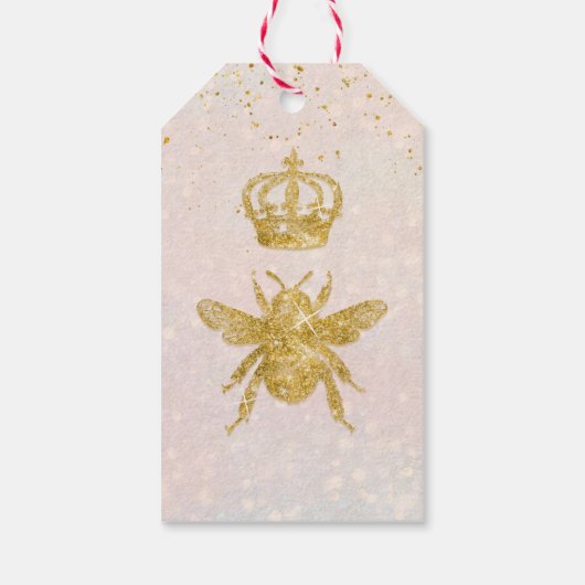 Mommy to Bee金ゴールドスパークルクラウンガール赤ちゃんシャワー ギフトタグ