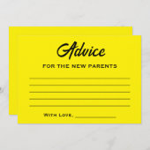 Mommy To Bee黄クール黒スタイリッシュ赤ちゃんシャワー アドバイスカード (正面/裏面)