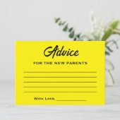 Mommy To Bee黄クール黒スタイリッシュ赤ちゃんシャワー アドバイスカード (スタンド正面)