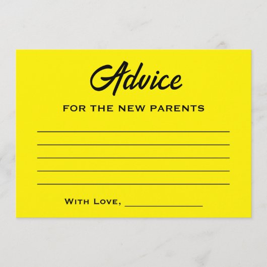 Mommy To Bee黄クール黒スタイリッシュ赤ちゃんシャワー アドバイスカード (正面)