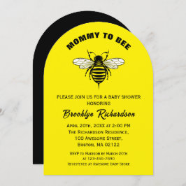 Mommy To Bee黄色の黒の赤クールちゃんスタイリッシュシャワー 招待状