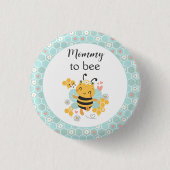 Mommy To Bee Baby Girl Baby Showerボタン 缶バッジ (正面)