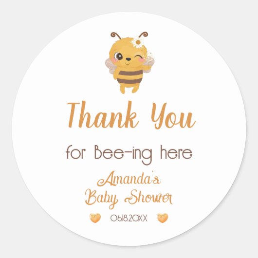 Mommy To Bee Baby Showerありがとう ラウンドシール (正面)