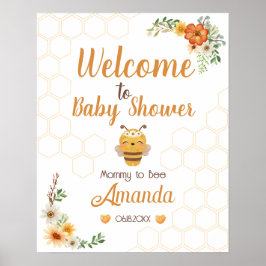 Mommy To Bee Baby Showerウェルカムサイン ポスター