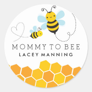 Mommy To Bee Baby Showerステッカー ラウンドシール