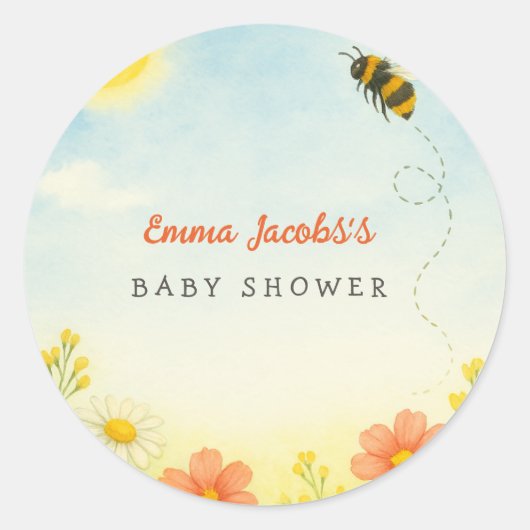 Mommy To Bee Baby Showerステッカー ラウンドシール (正面)