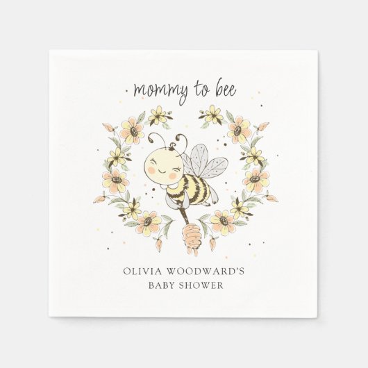 Mommy To Bee Baby Shower  スタンダードカクテルナプキン (正面)