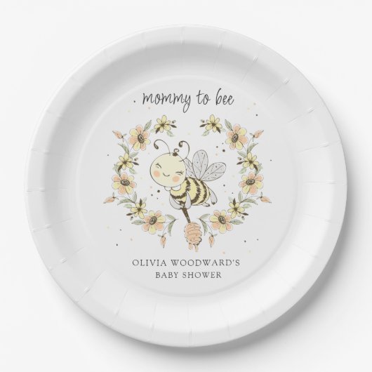Mommy To Bee Baby Shower  ペーパープレート (正面)