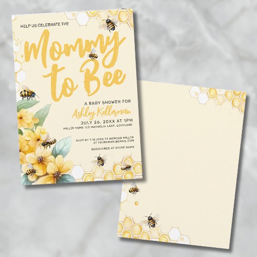 Mommy to BEE Baby Shower 招待状