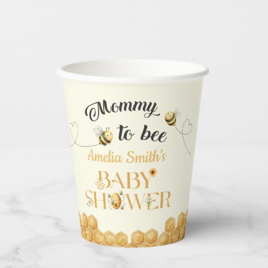 Mommy To Bee Baby Shower 紙コップ (正面)