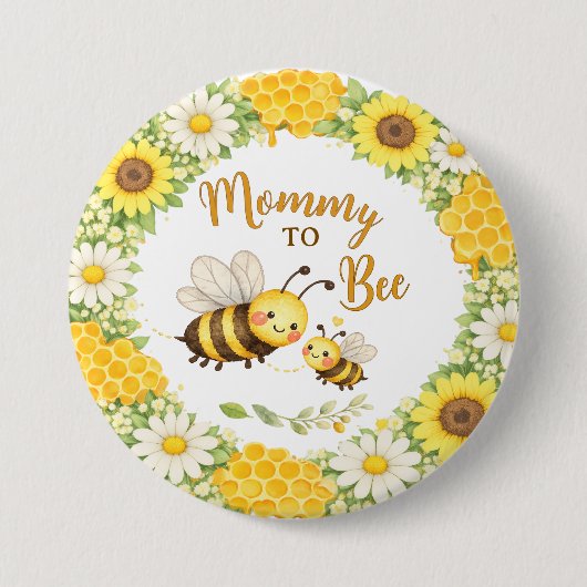 Mommy to Bee Baby Shower 缶バッジ (正面)