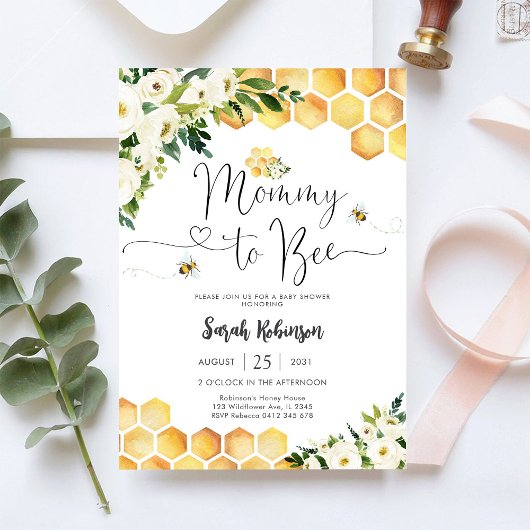 Mommy to Bee Baby Shower Invitation 招待状