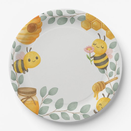 Mommy to Bee Baby Shower Paper Plates ペーパープレート (正面)