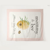 Mommy To Bee Beehive Girl Baby Shower Backdrop タペストリー (正面(横))