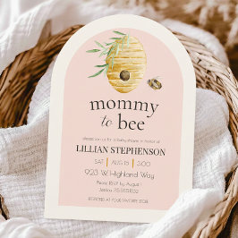 Mommy To Bee Blush Pink Bumblebee Baby Shower 招待状