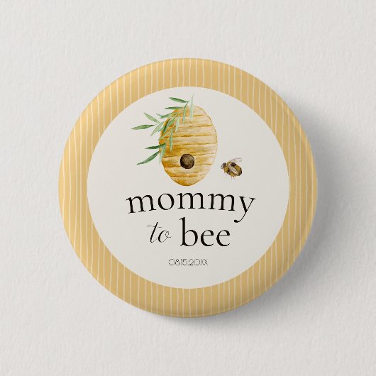 Mommy To Bee Bumblebee Baby Shower Family Pin 缶バッジ (正面)