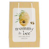 Mommy To Bee Bumblebee Honey Yellow Baby Shower  ミディアムペーパーバッグ (裏面)