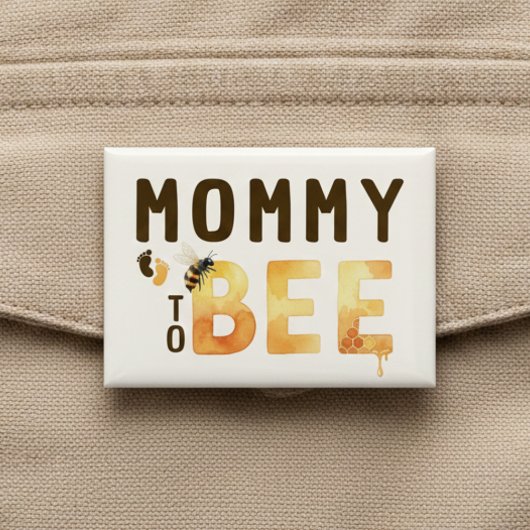 Mommy to Bee Bumblebee Honeycomb Baby Shower 缶バッジ
