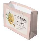 Mommy To Bee Bumblebee Pink Girl Baby Shower  ラージペーパーバッグ (裏面アングル)