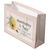 Mommy To Bee Bumblebee Pink Girl Baby Shower  ラージペーパーバッグ (正面アングル)