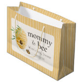 Mommy To Bee Bumblebee Yellow Stripe Baby Shower  ラージペーパーバッグ (正面アングル)