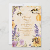 Mommy to Bee Floral  Baby Shower 招待状 (正面)