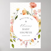 Mommy to Bee Floral Baby Shower Welcome ポスター (正面)