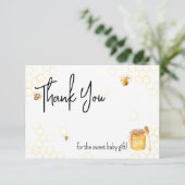 Mommy to Bee Honeyシック男女兼用ベビーシャワー サンキューカード (スタンド正面)
