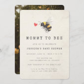 Mommy to Bee Honeyハート写真ベビーシャワー 招待状 (正面/裏面)