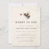 Mommy to Bee Honeyハート写真ベビーシャワー 招待状 (正面)