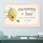 Mommy To Bee Honey Bee Pink Girl Baby Shower  横断幕 (トレードショー)